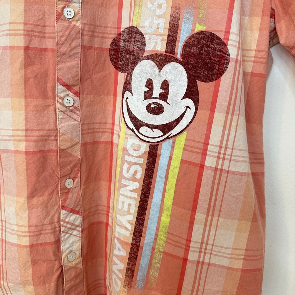 Disney Parks Mickey Mouse Disneyland 1955 Plaid Button Down Shirt Mens 2XL - Picture 7 of 9